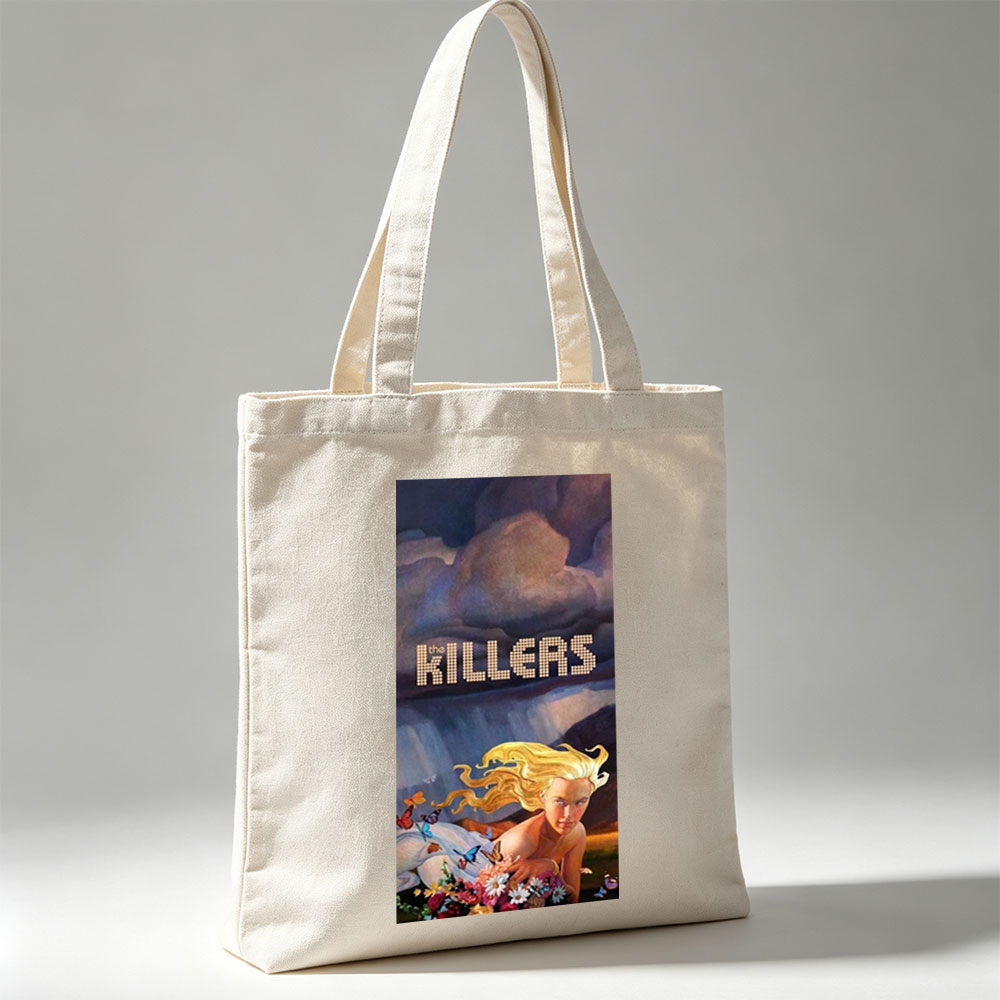 The Killers Dreamy Landscape with Blonde Woman Among Flowers and Butterflies - Canvas tote bags