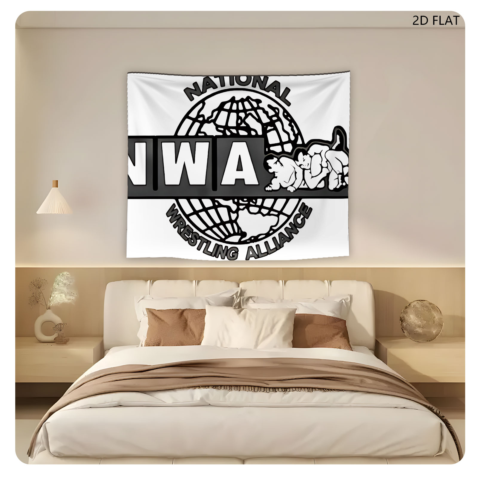 NWA Wrestling Alliance Logo Featuring Global Design and Classic Typography - Tapestry