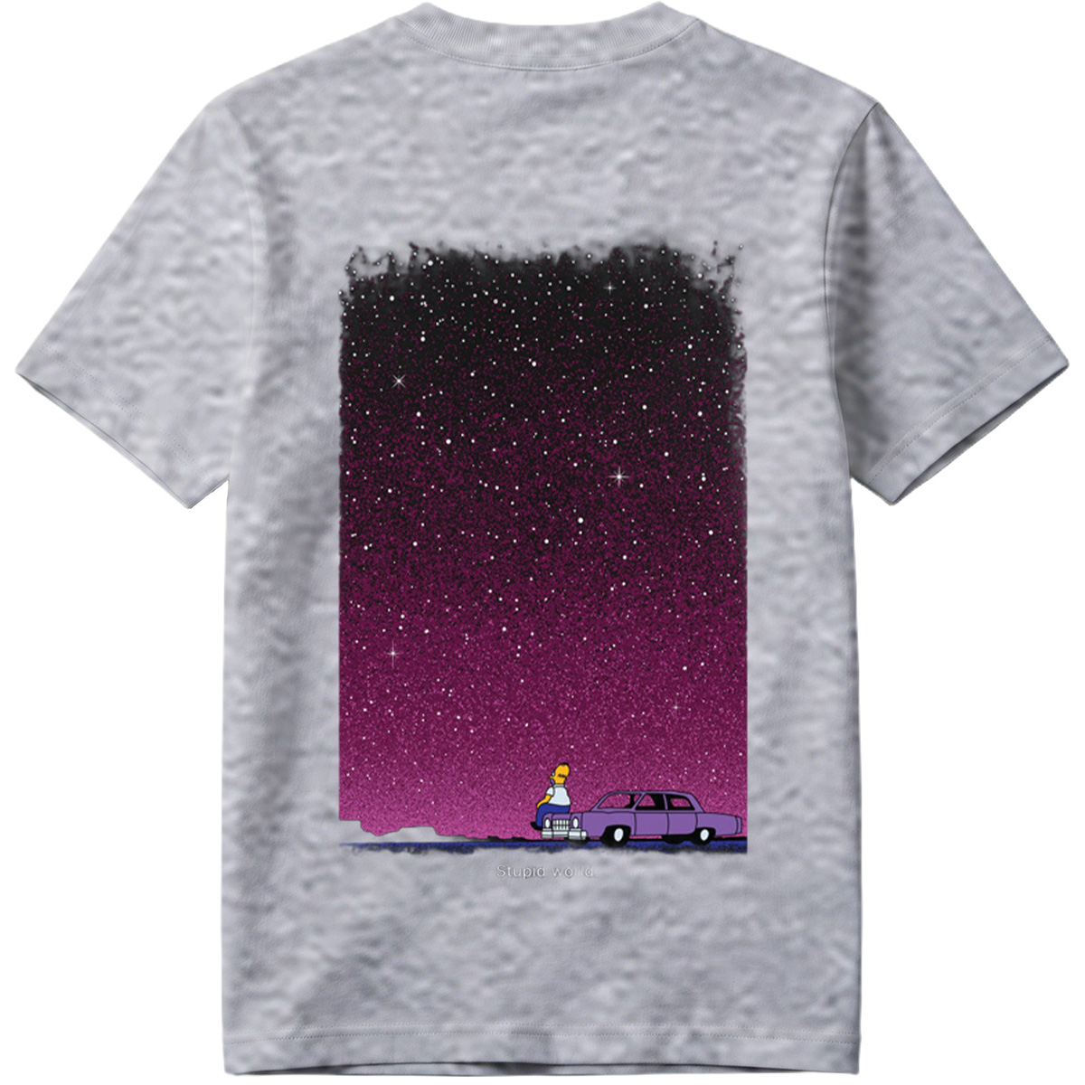 Homer Simpson Stares at the Stars in a Purple Sky - Tee