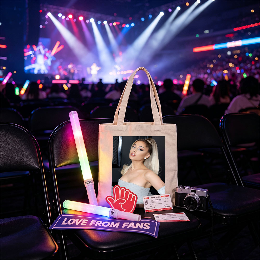 Ariana Grande at a Red Carpet Event Wearing a Light Blue Strapless Gown with Tulle Skirt and High Ponytail Hairstyle - Canvas tote bags