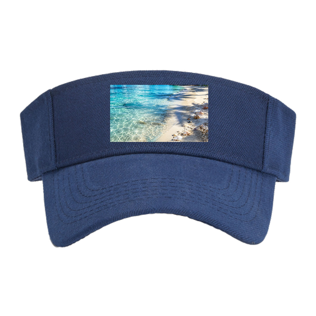 Tropical Beach with Clear Water, Shells, and Palm Trees -  Visor cap