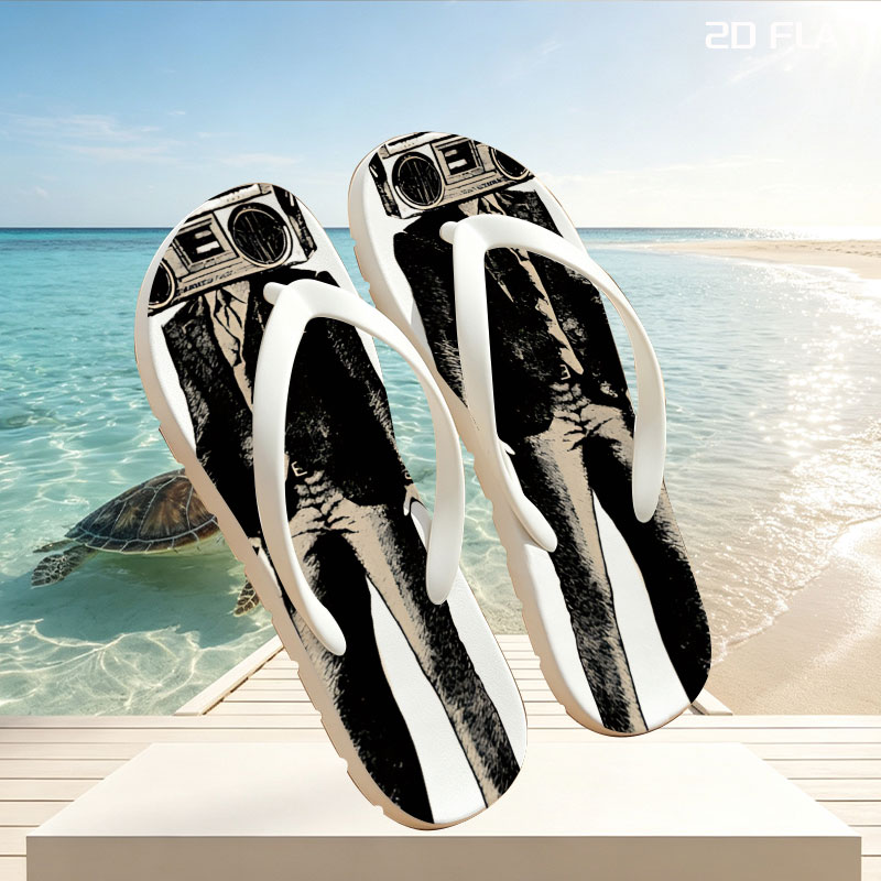 Boombox Head Man in Suit -  flip-flops