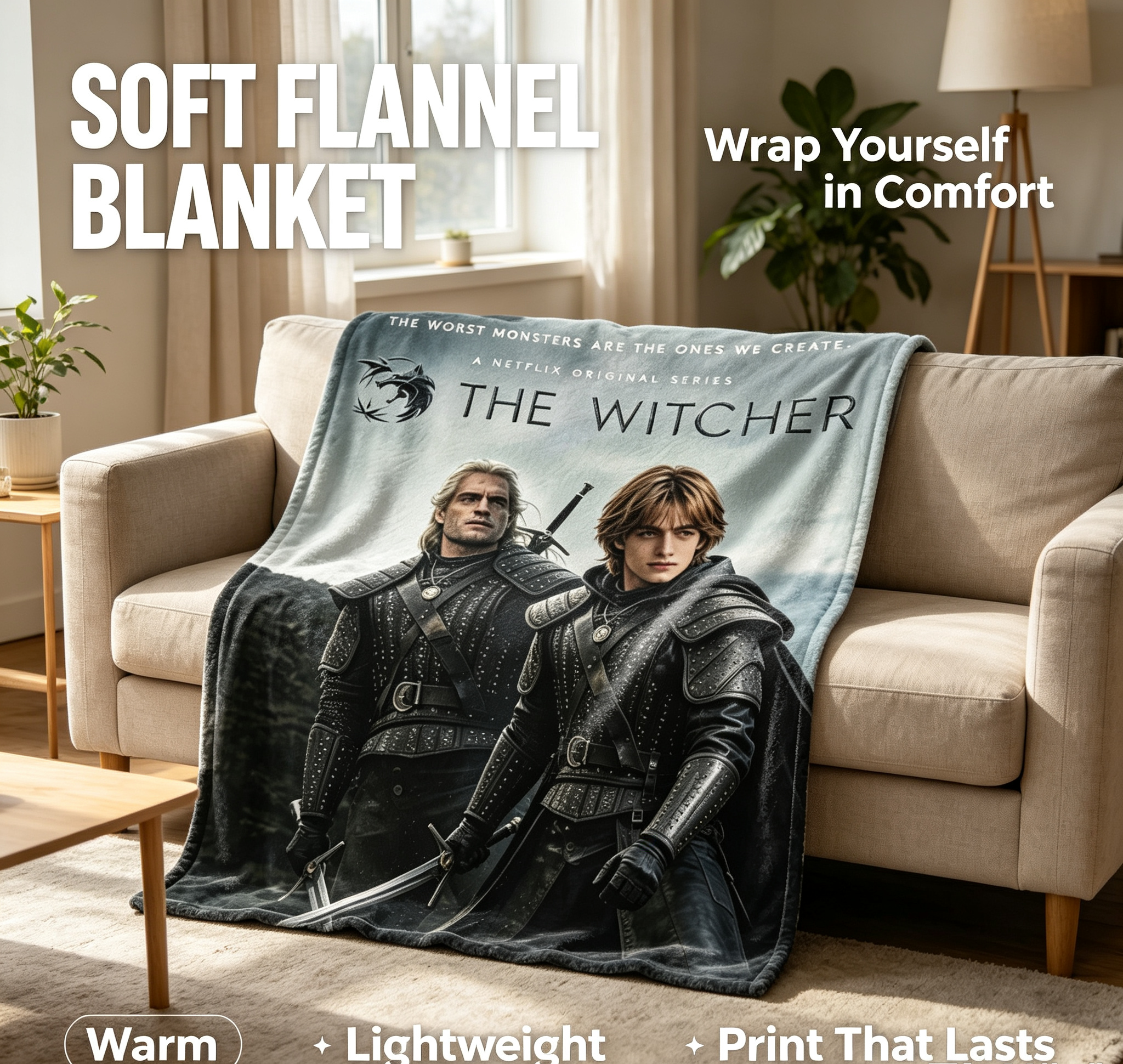 Custom Face Blanket The Witcher Flannel Blanket for Fans of the Netflix Series – Perfect Gift for Fantasy Lovers and Cosplay Enthusiasts