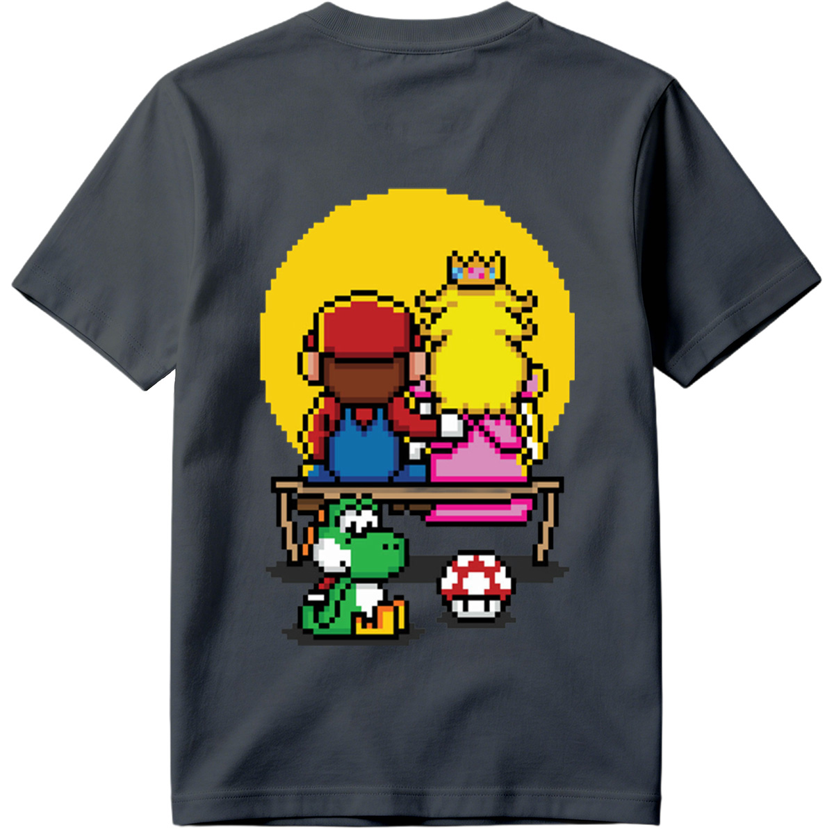 Mario and Peach Pixel Art with Yoshi and Mushroom - Tee