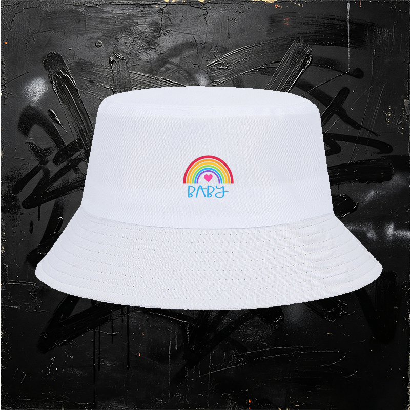 Unisex Rainbow Heart Baby Print Bucket Hat for Men Women - Classic Adjustable Sun Protection Cap for Outdoor Activities, Travel, Beach, Casual Wear - Perfect for Youth and Trendy Adults