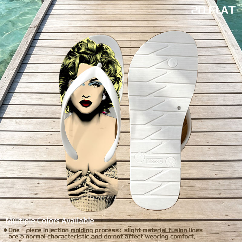 Marilyn Monroe in a Glamorous Pose with Bold Makeup and Iconic Hairstyle -  flip-flops