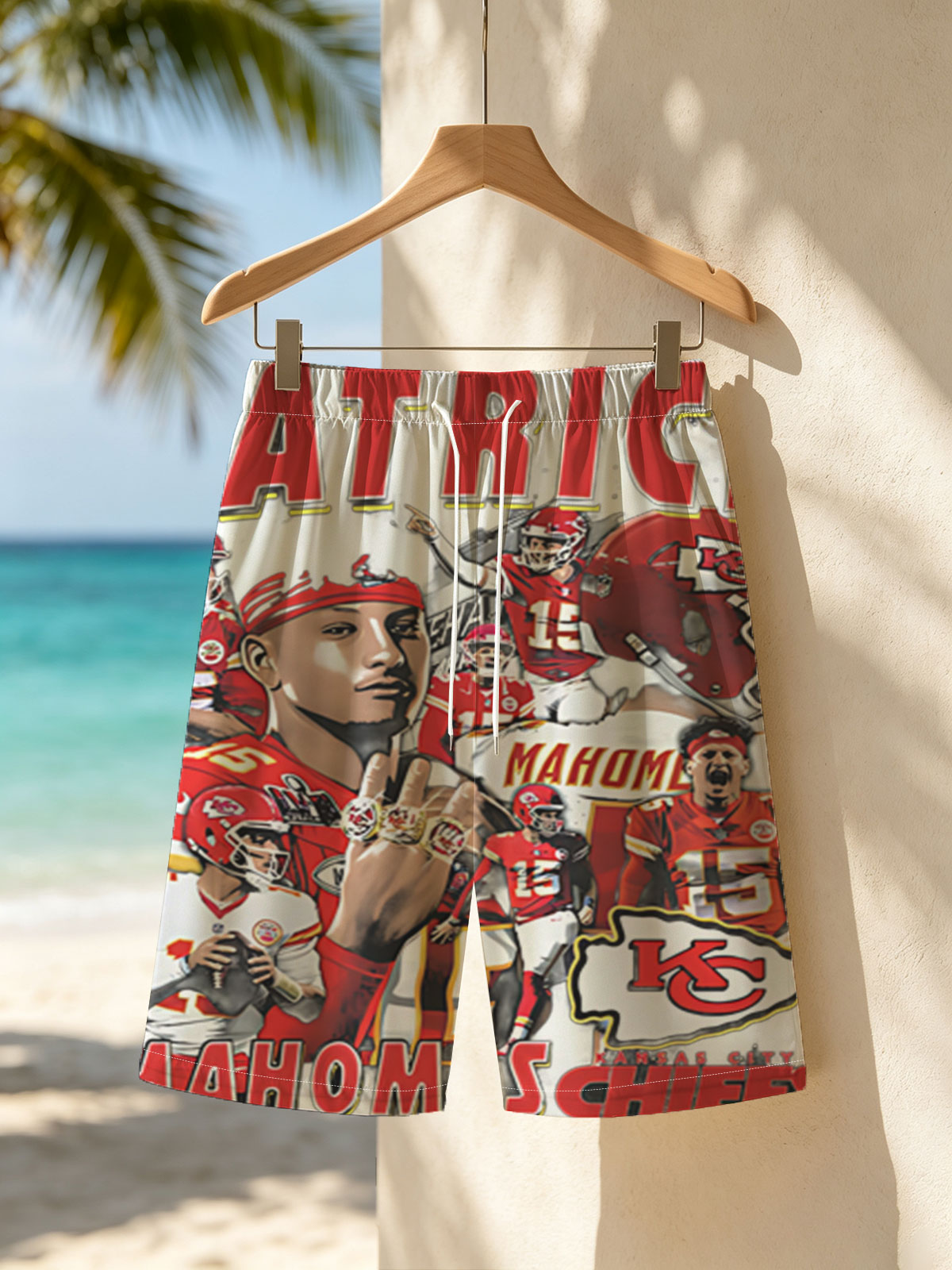 Patrick Mahomes Kansas City Chiefs Football Star Collage -  Beach shorts