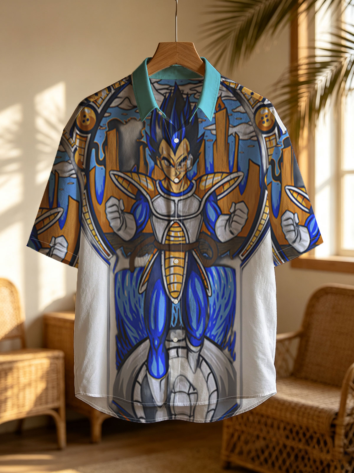 Vegeta in Super Saiyan Blue Form, Dragon Ball Z Character, Stained Glass Art Style -  Shirt
