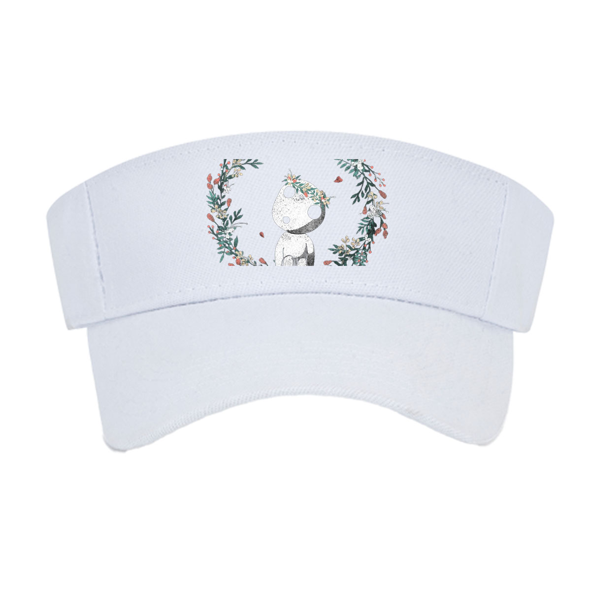 Cute Panda with Floral Crown in Wreath -  Visor cap
