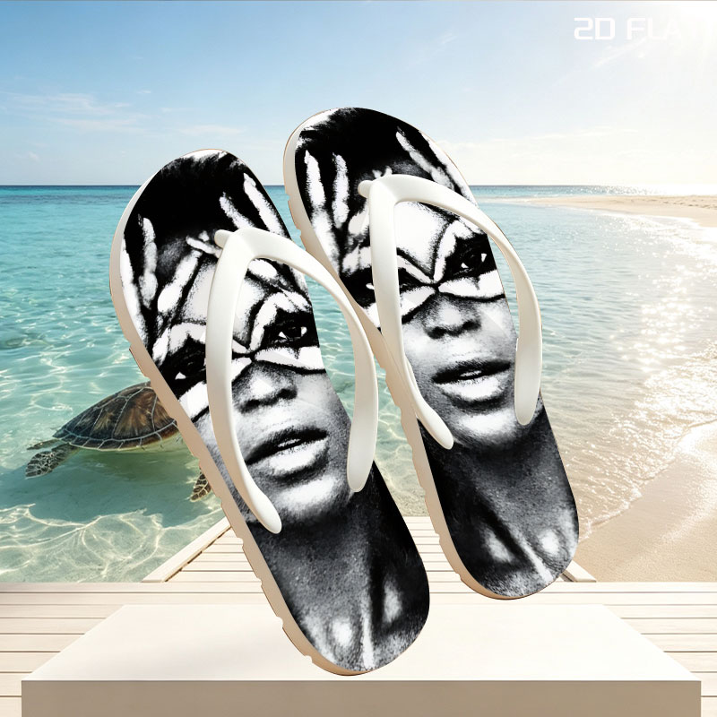 Woman with Hands Forming X Over Eyes, Dramatic Makeup, Black and White Portrait -  flip-flops