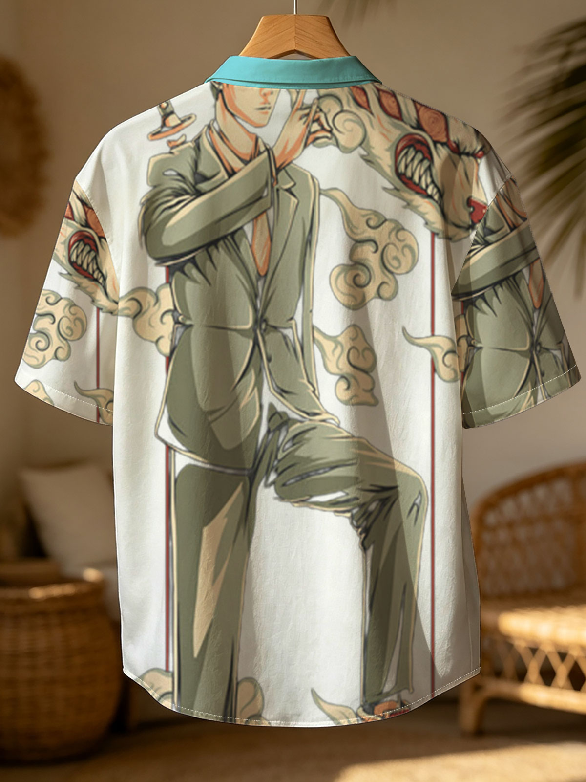 Anime Character with Sword and Fox Spirit, Stylish Suit and Sneakers -  Shirt