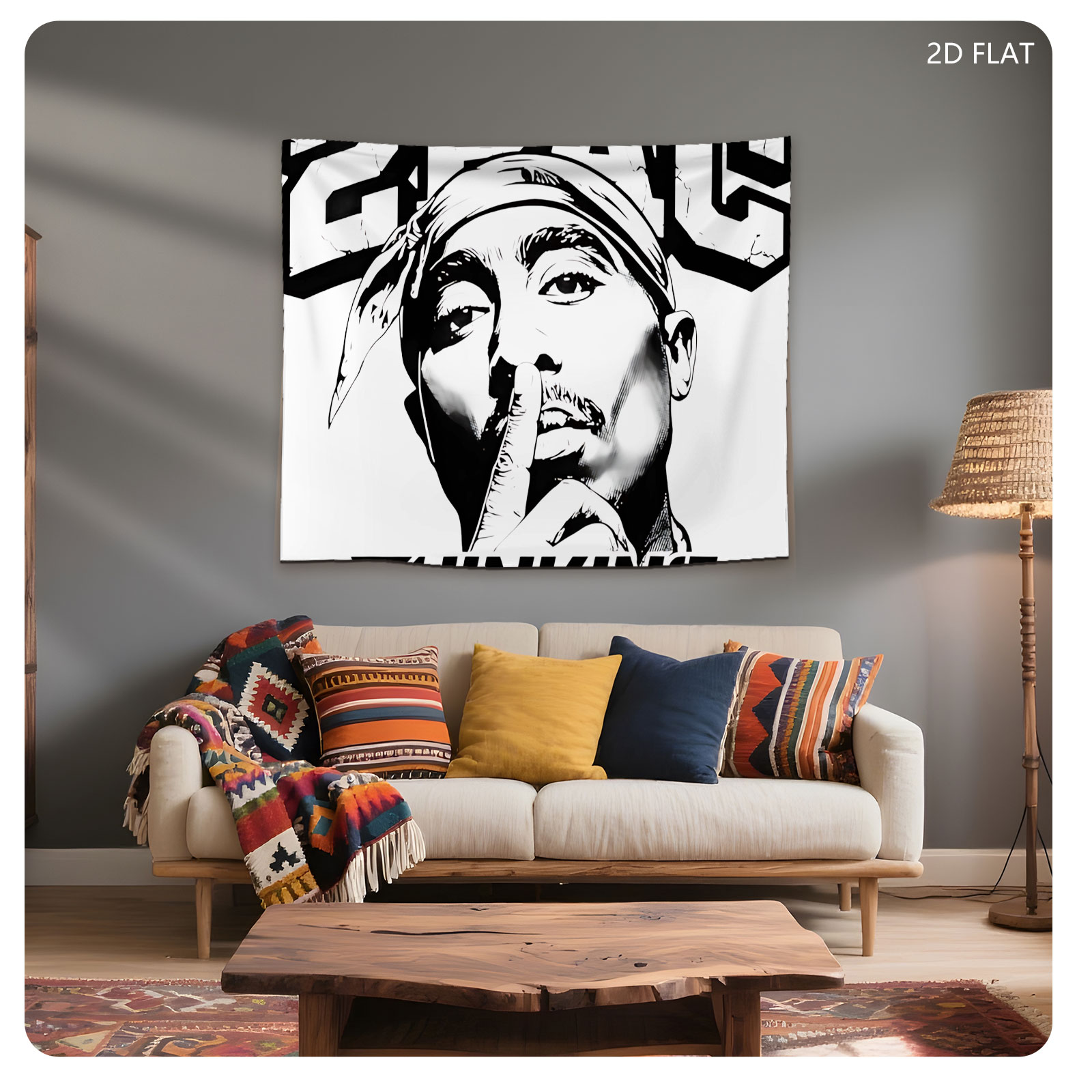 2Pac Thinking: Tupac Shakur Portrait - Tapestry
