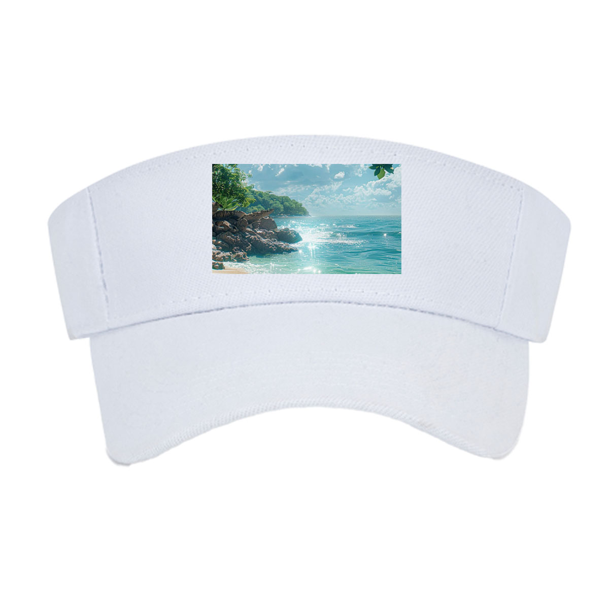 Tropical Beach with Palm Trees and Crystal Clear Water -  Visor cap