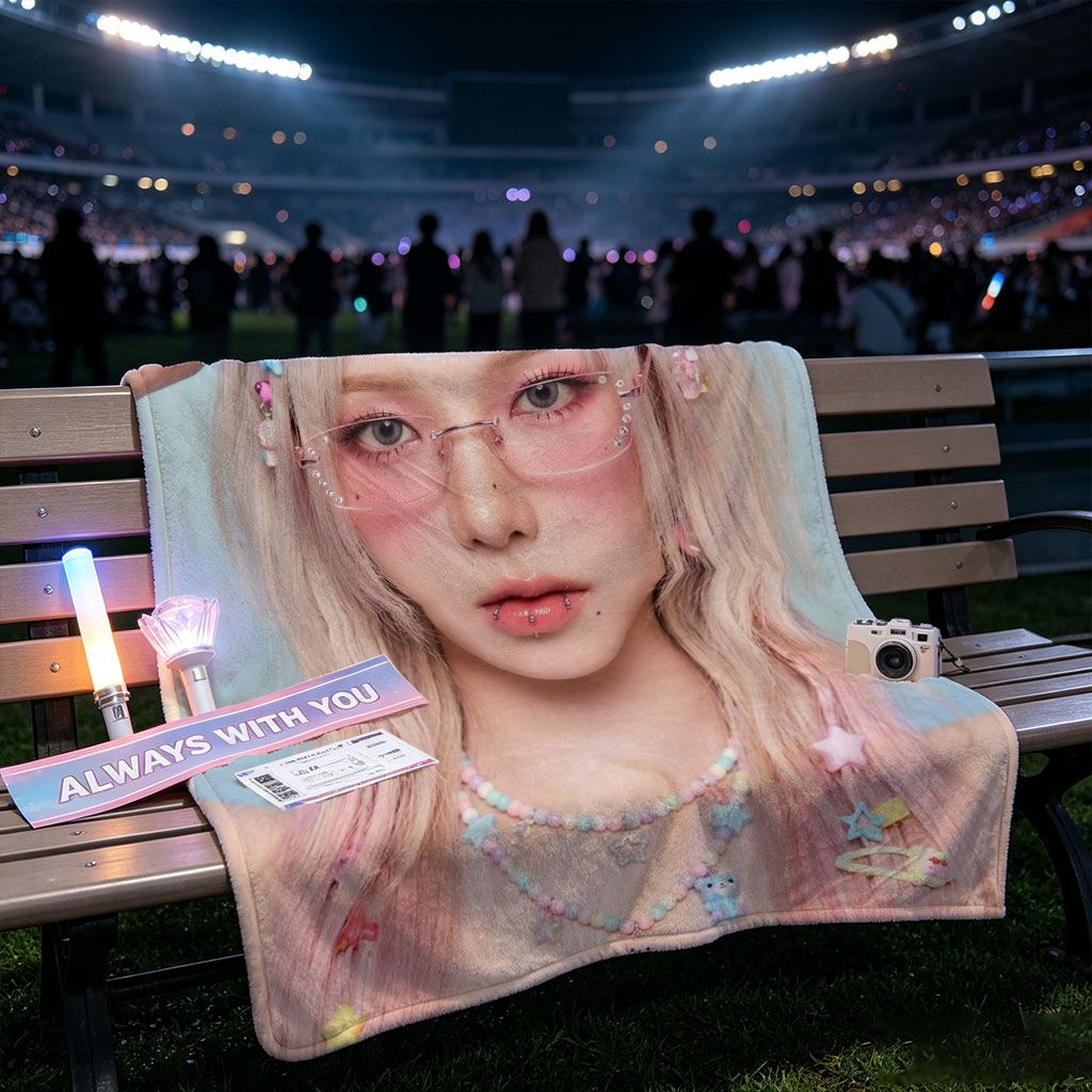 Dami Im in a Pastel-Themed Look with Colorful Hair Clips and Pink Glasses - Blankets