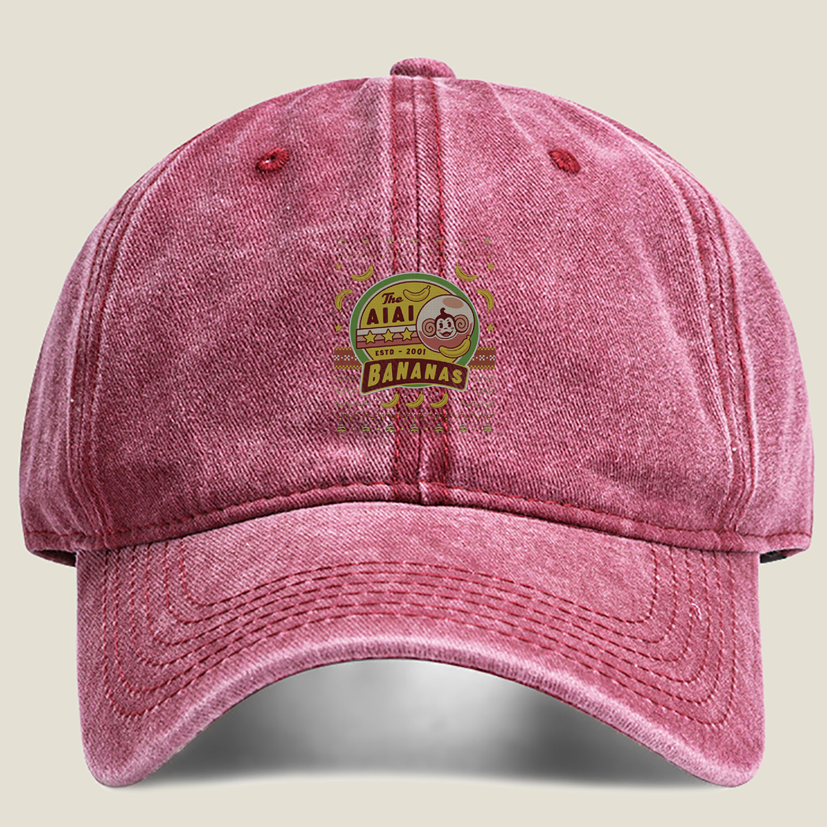 The AI Al Bananas - Monkey and Banana Holiday Design - Washed Denim - Baseball Cap