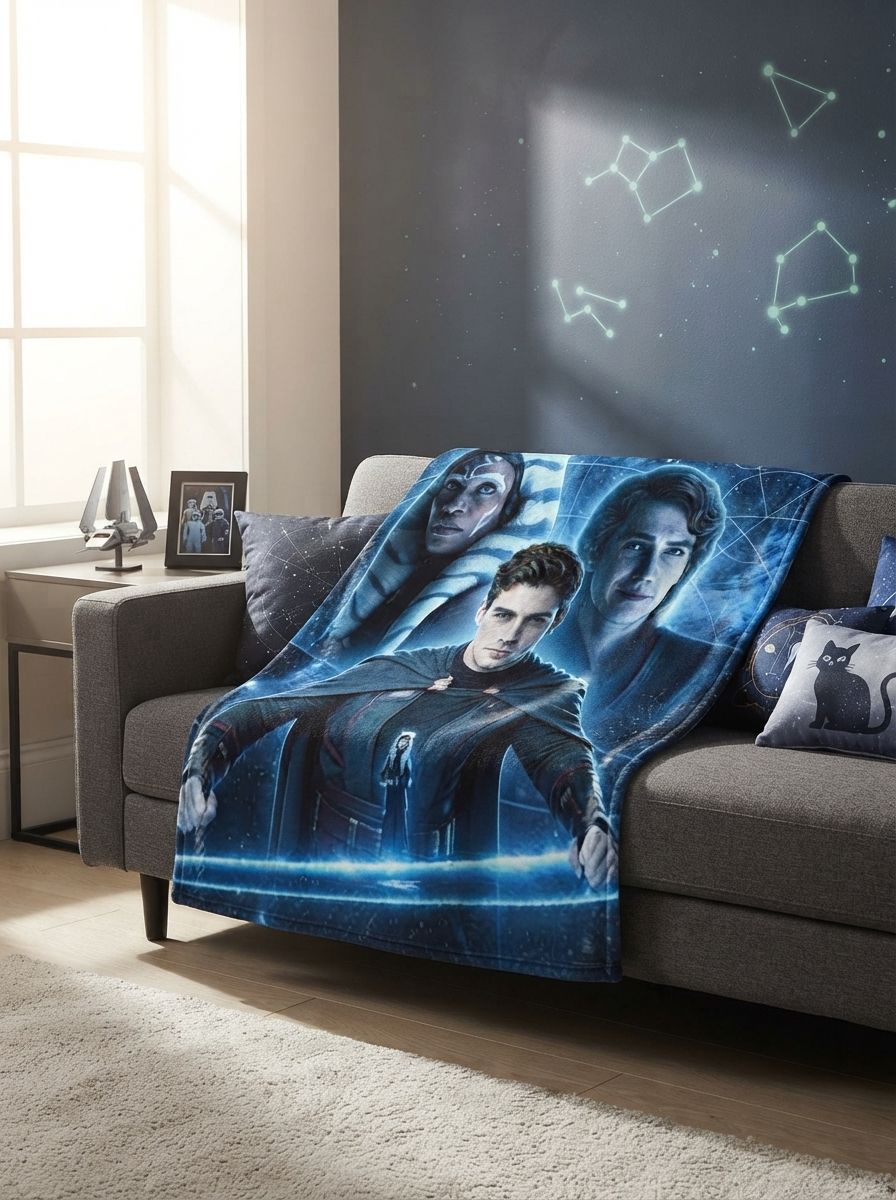 Custom Photo Face Blanket Personalized Sci-Fi Galaxy Portrait Ultra Soft Anti-Pill Warm Flannel Throw