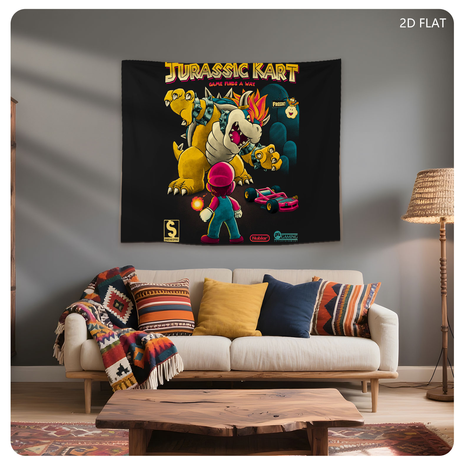 Jurassic Kart: Mario vs Bowser in a Prehistoric Race Adventure - Tapestry
