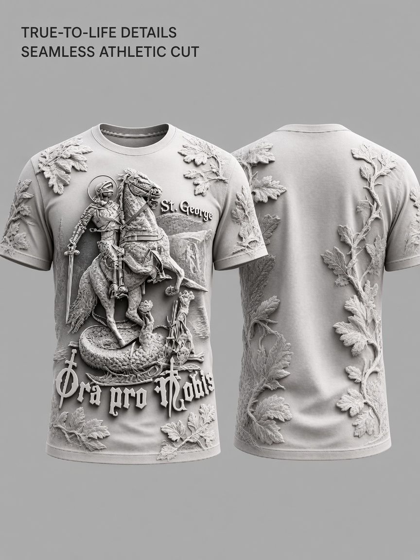 St. George Dragon Slayer 3D Optical Illusion Graphic Tee Breathable Athletic Mesh T-Shirt Casual and Sports Wear