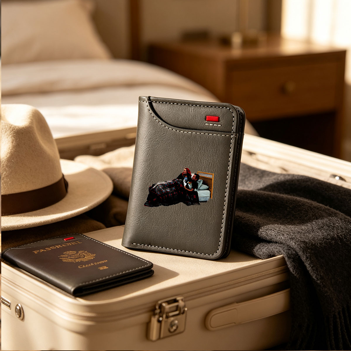 Couple in Bed Sharing a Moment - Vertical Style Wallet