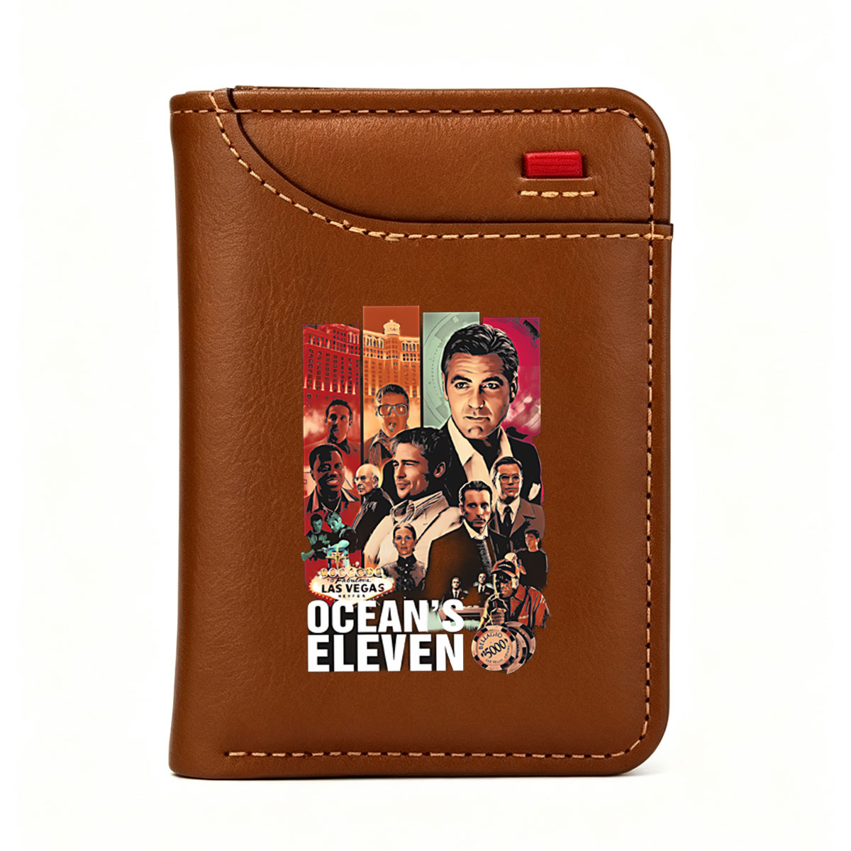 Ocean's Eleven: George Clooney, Brad Pitt, Matt Damon, and Cast in Las Vegas Heist Movie - Vertical Style Wallet