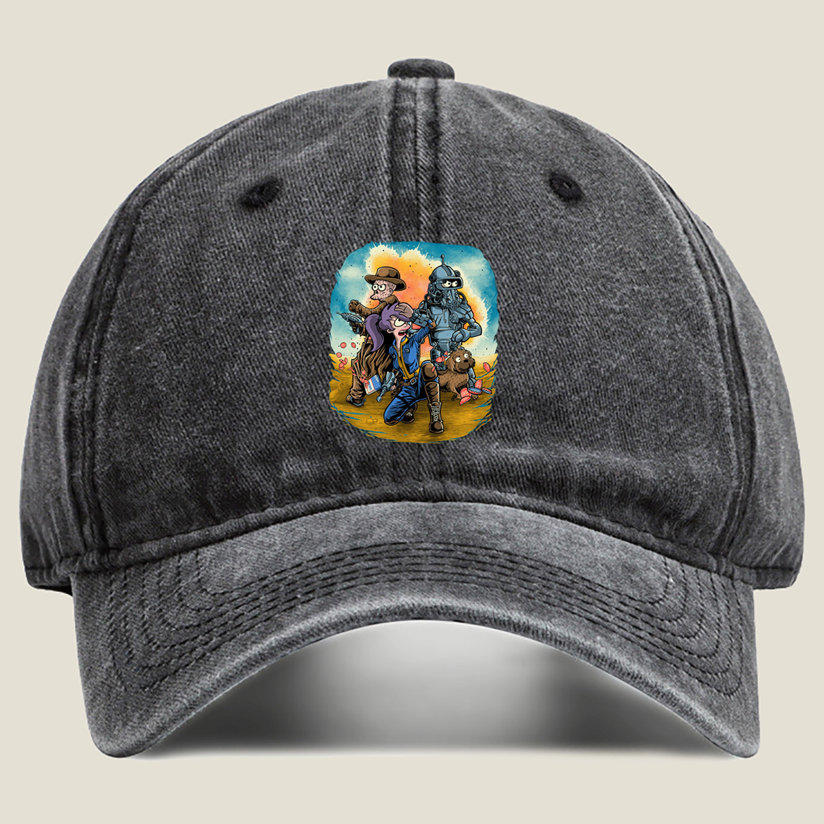 Futurama: Fry, Bender, and Leela Adventure - Washed Denim - Baseball Cap