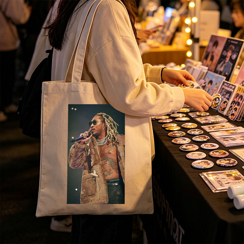 Future Performing on Stage in a Fur Coat and Sunglasses - Canvas tote bags