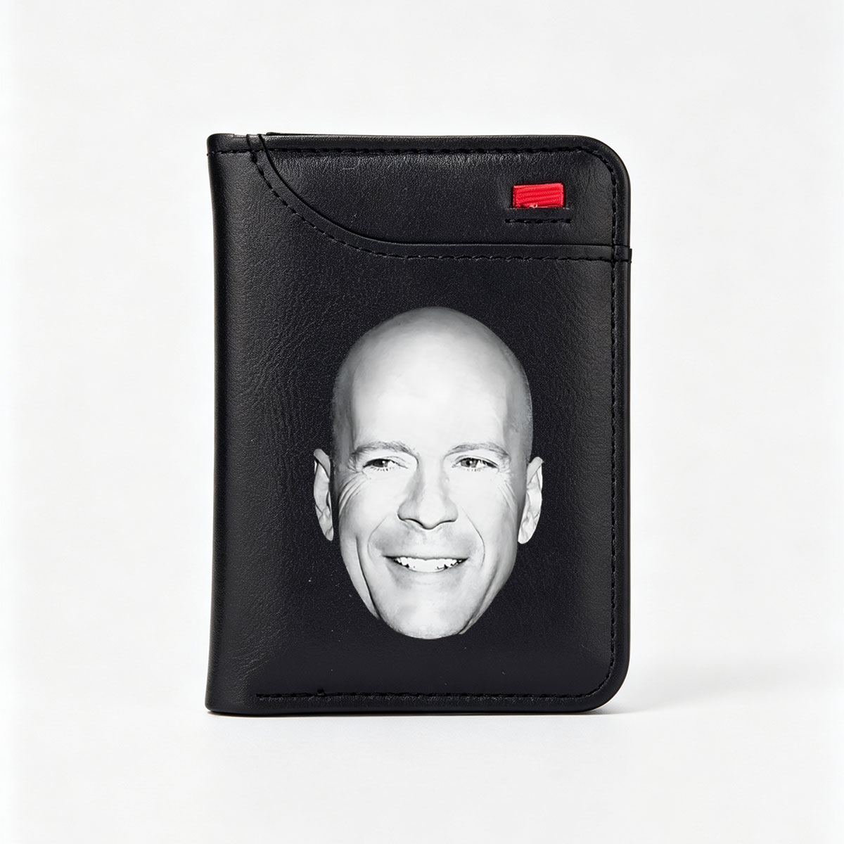 Bruce Willis Portrait in Black and White - Vertical Style Wallet