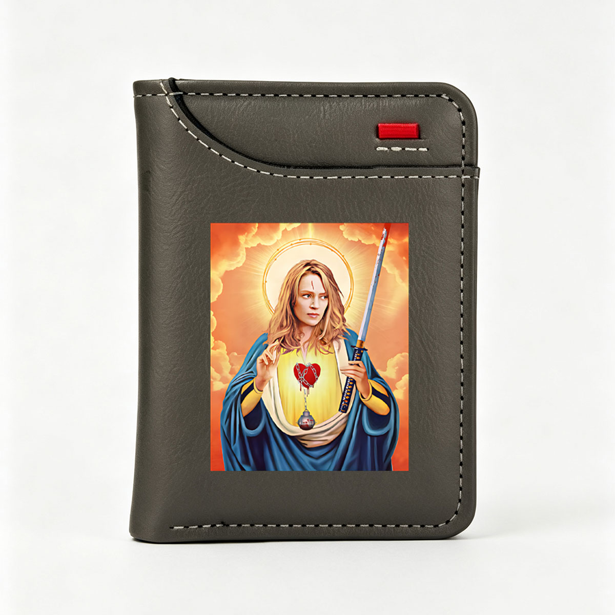 Meryl Streep as a Sacred Warrior with Sword and Sacred Heart - Vertical Style Wallet