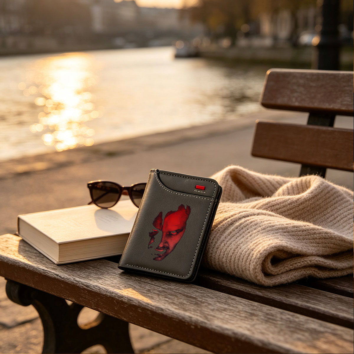 Red-Toned Portrait of a Man with Intense Gaze - Vertical Style Wallet