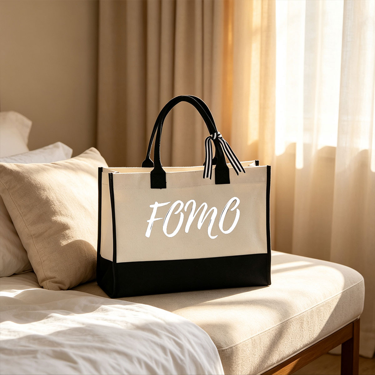 FCMC Logo Design - Canvas patchwork gift tote bag