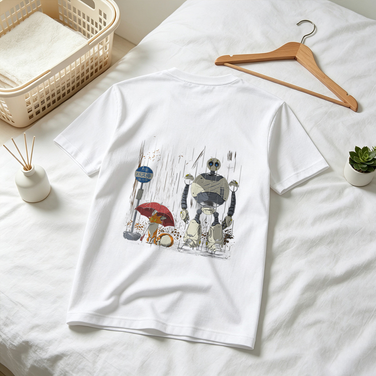 Fox and Robot Wait in the Rain - Tee
