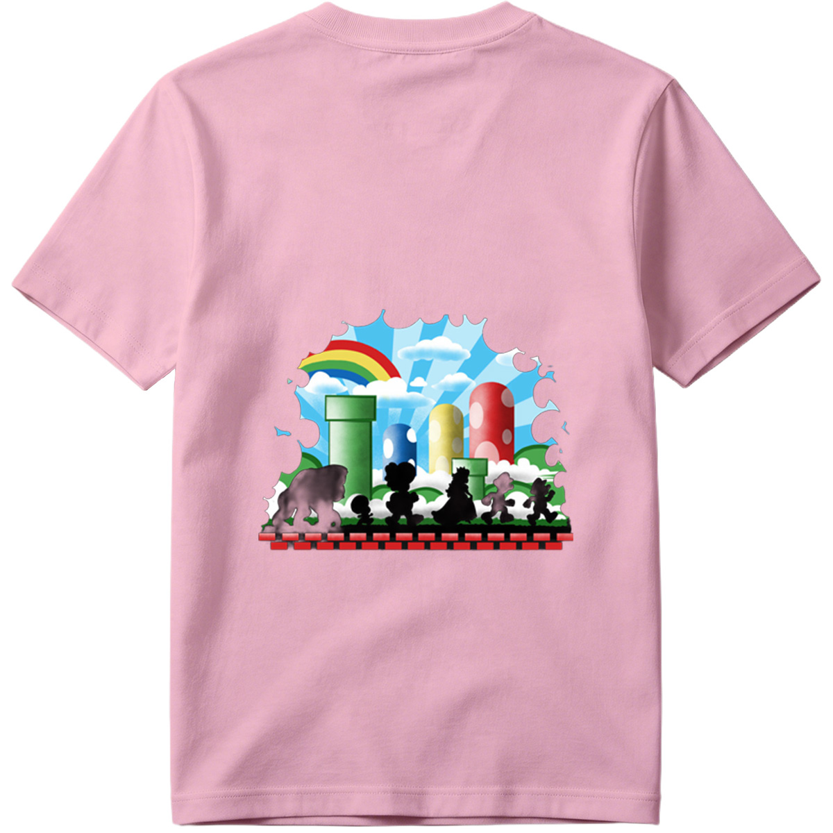 Super Mario Silhouettes: Koopa, Toad, Princess, Mario, and Luigi - Tee