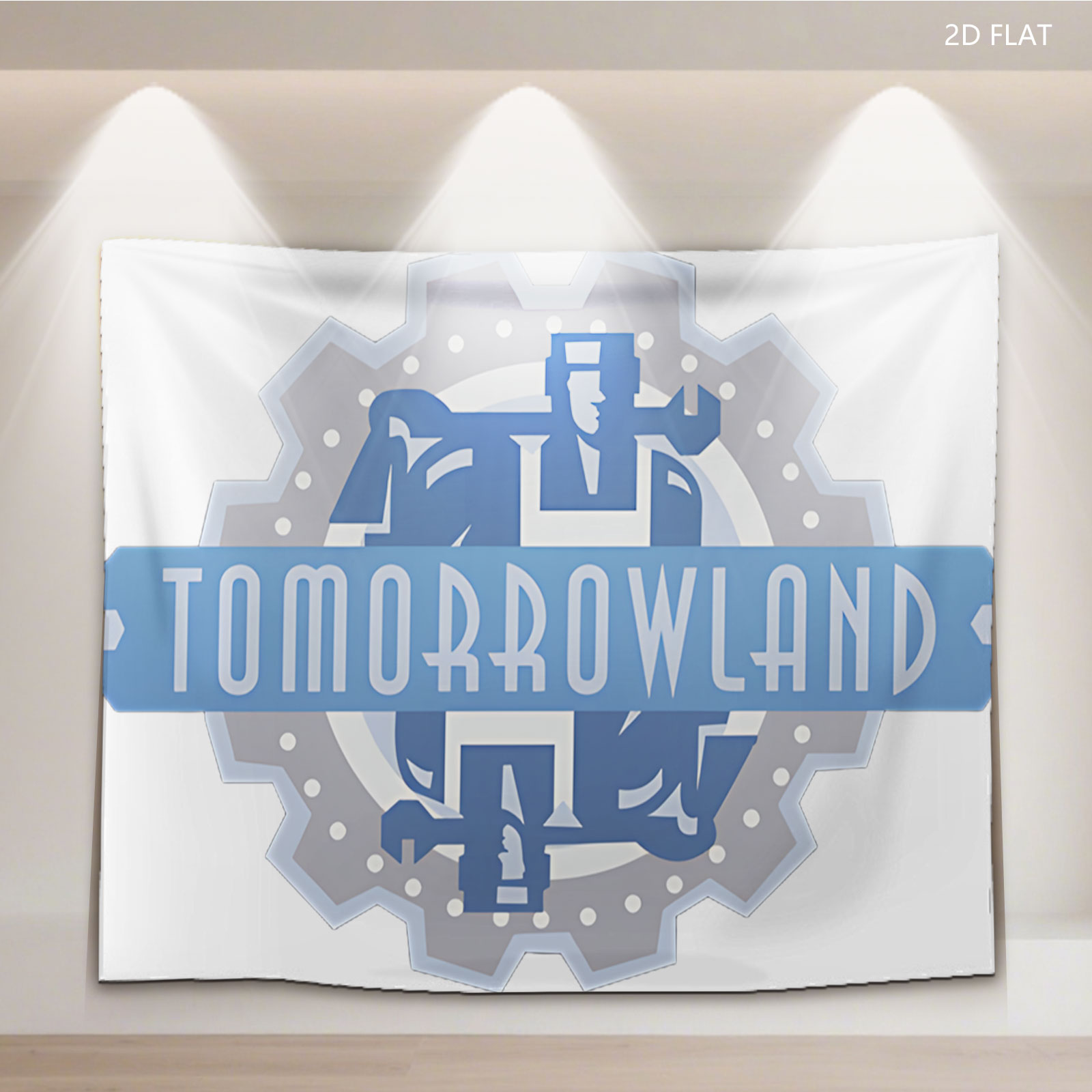 Tomorrowland Festival Logo with Gear and Robot Design - Tapestry