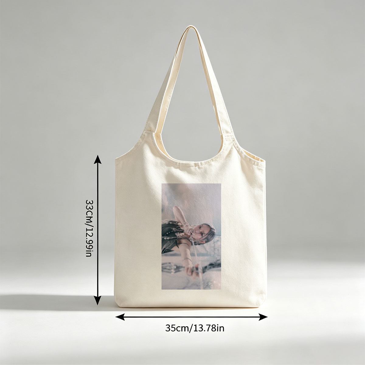 Lisa Blackpink Snowy Landscape Holding Bow and Arrow in Elegant Outfit - Canvas shoulder bags/