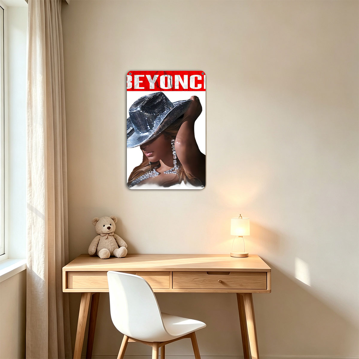 Beyoncé in Sparkling Cowboy Hat and Glittering Outfit - painting