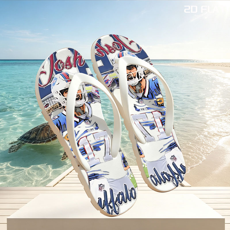 Josh Allen, Buffalo Bills QB #17, NFL Football Star in Action -  flip-flops
