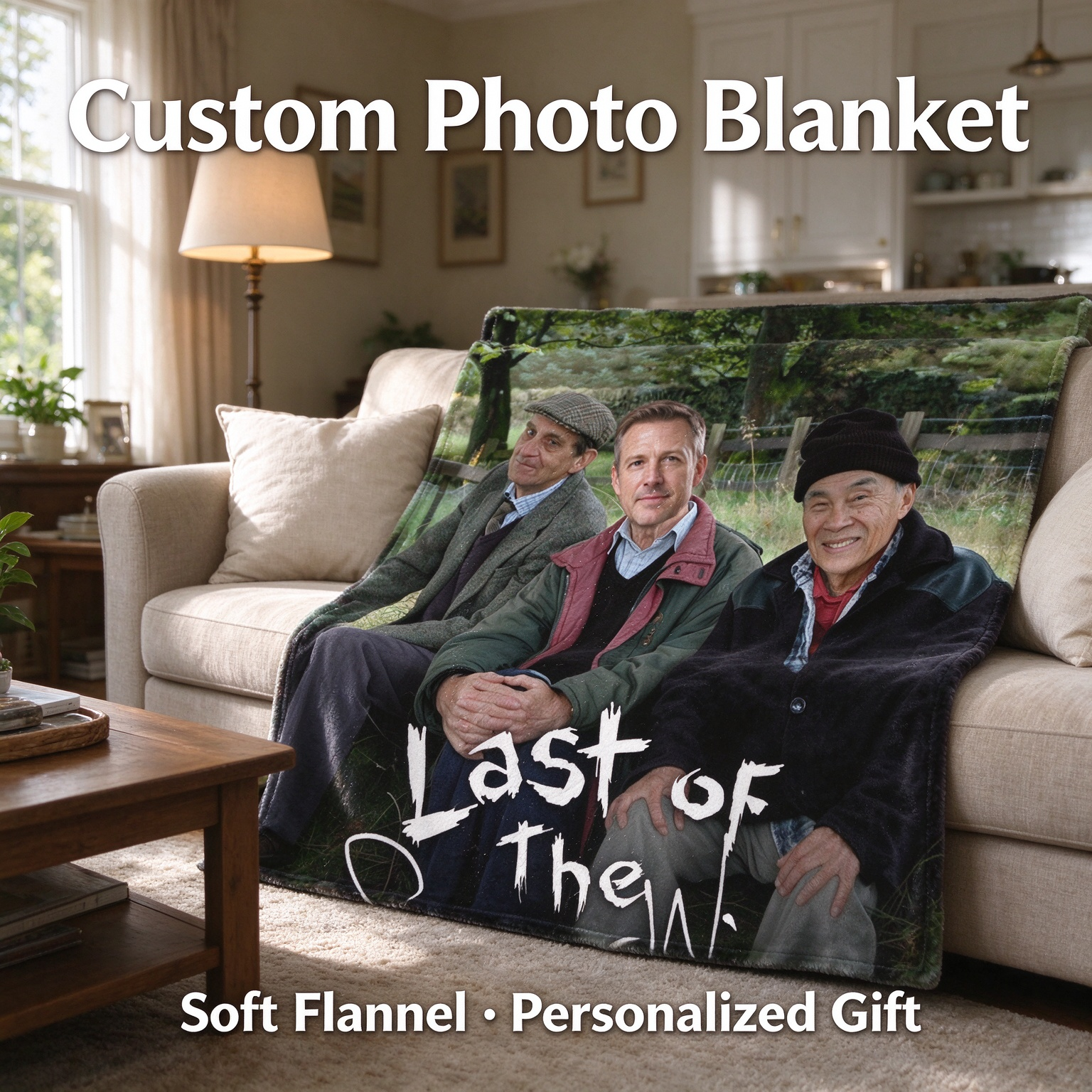 Custom Photo Blanket Personalized Face Portrait Throw Soft Anti Pilling Flannel Fleece Keepsake Gift for Bed and Sofa