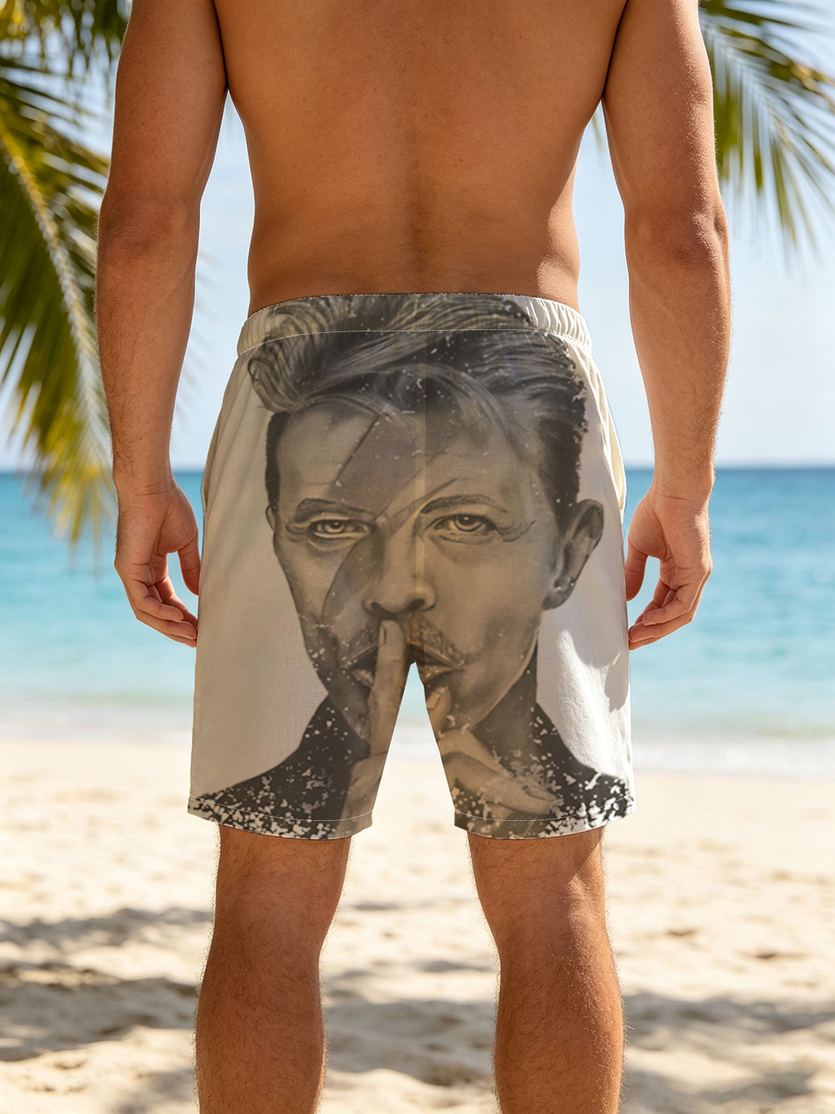 David Bowie - Ziggy Stardust Portrait with Shattered Effect -  Beach shorts