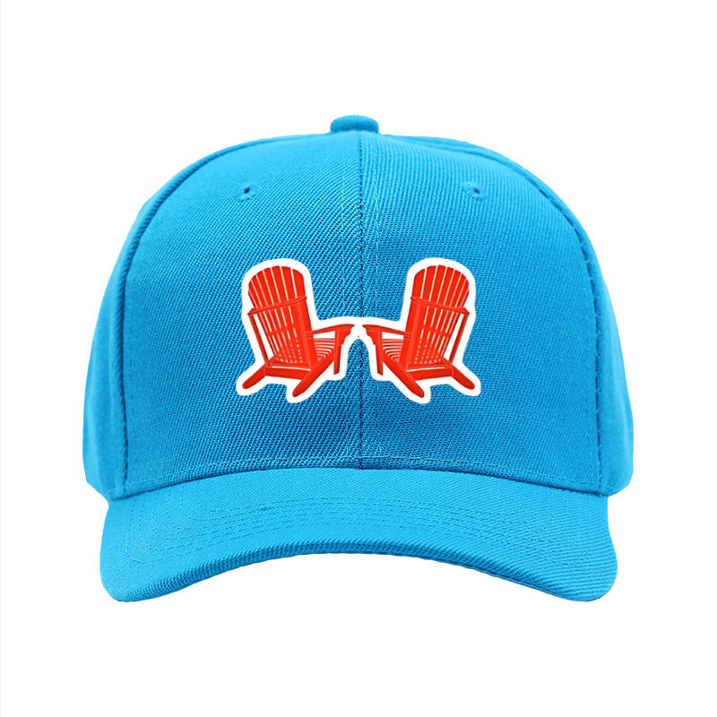 1pc New Baseball Cap with Red Adirondack Chair Print and Text Design Unisex Adjustable Hat for Outdoor Relaxation and Leisure Activities Suitable for Adults Who Love Nature and Casual Style