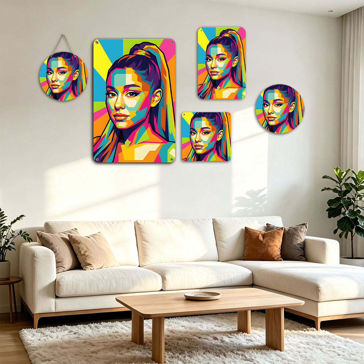 Colorful Pop Art Portrait of a Woman with Vibrant Geometric Patterns - painting