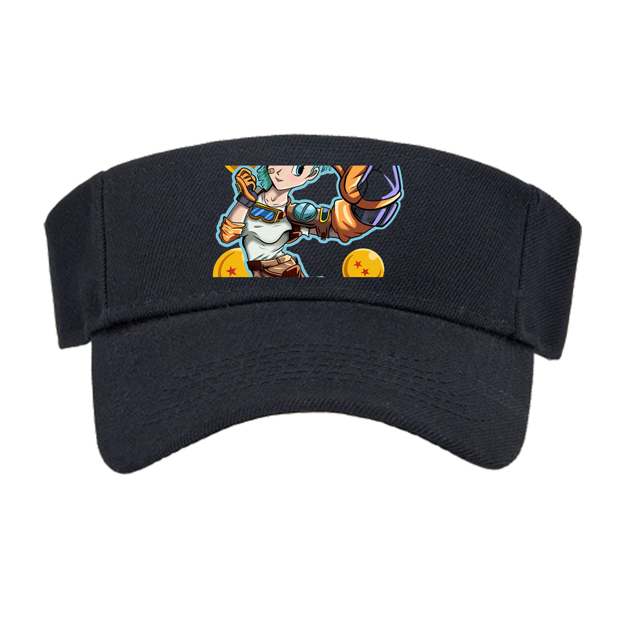 Bulma from Dragon Ball, holding a scouter, surrounded by Dragon Balls -  Visor cap