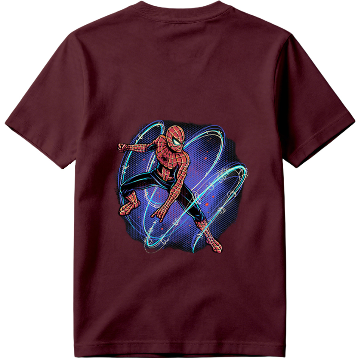 Spider-Man in Action with Dynamic Web Swirls - Tee