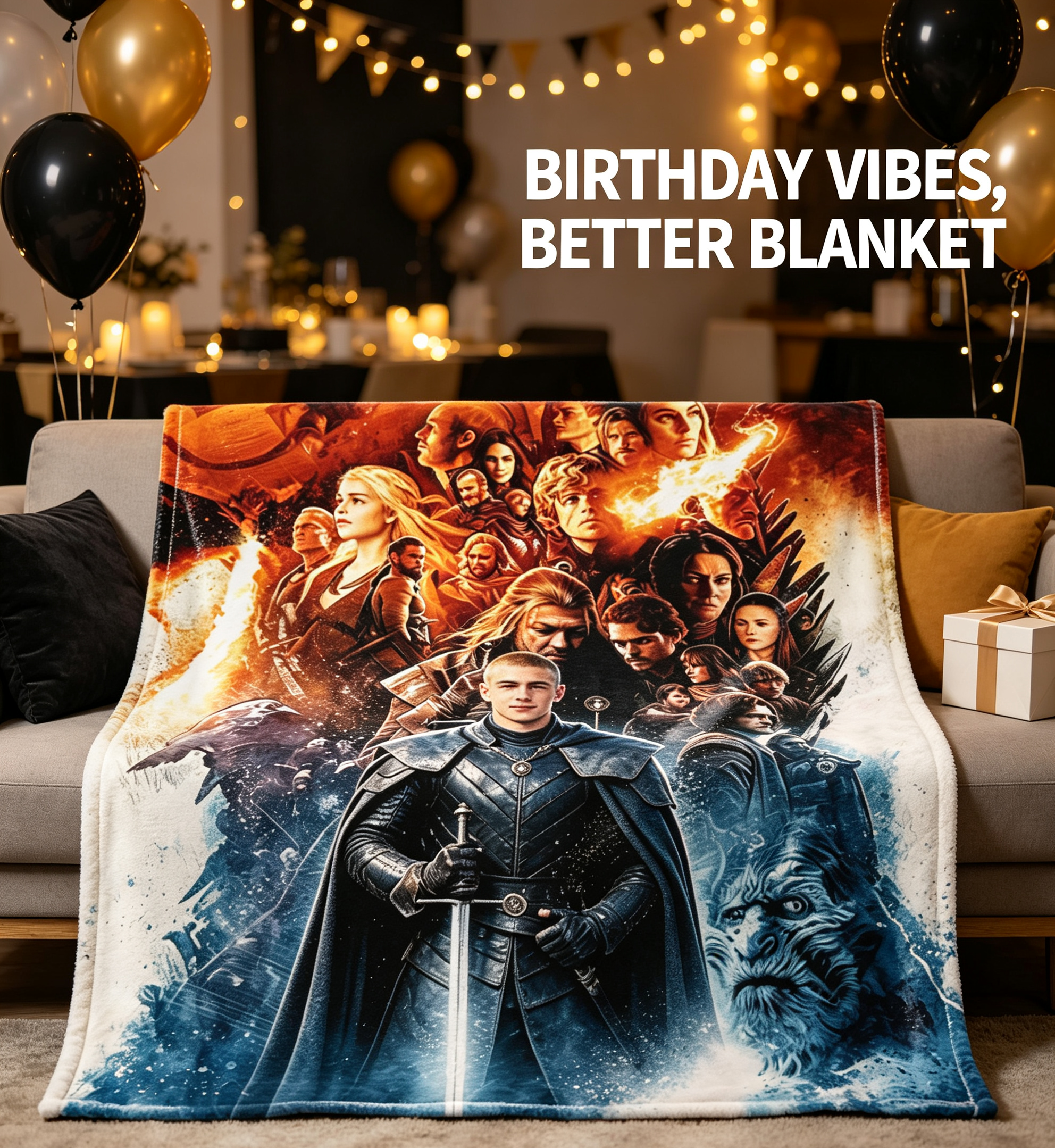 Custom Face Blanket Game of Thrones Characters Flannel Blanket Perfect for Couch Watching or Traveling Ideal Gift for Fans and Collectors