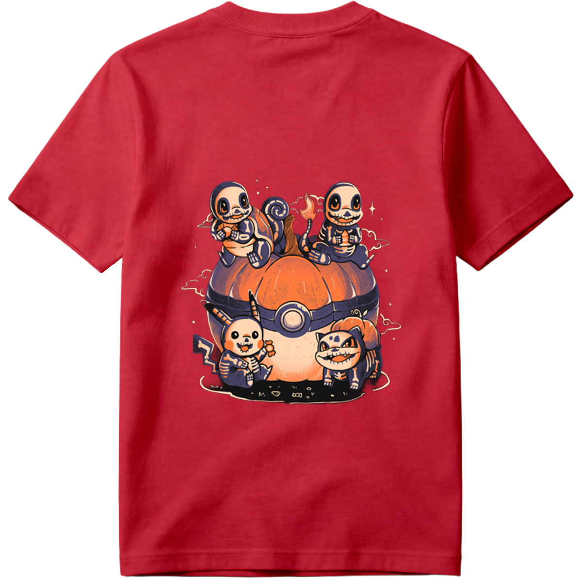 Pokémon: Skeleton Eeveelutions on a Pokéball Pumpkin - Tee