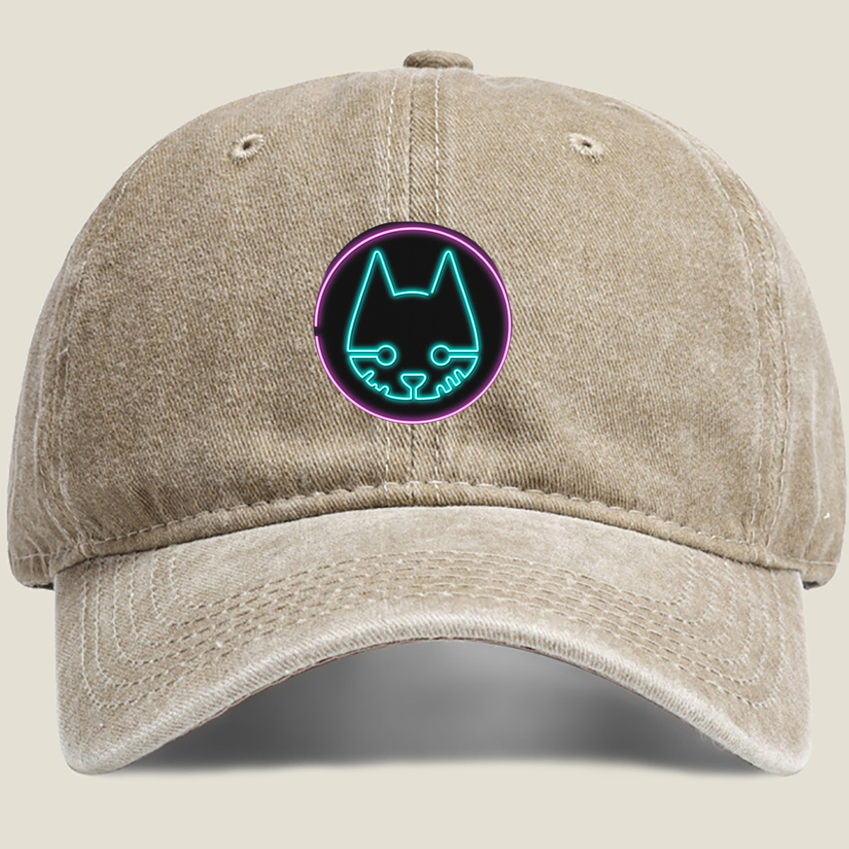 Neon Cat Logo - Washed Denim - Baseball Cap