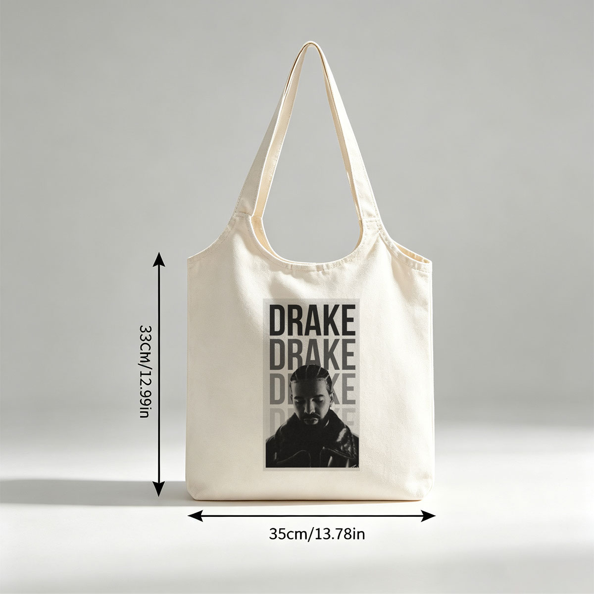 Drake in a Bold Monochrome Portrait with Stacked Name Typography - Canvas shoulder bags/