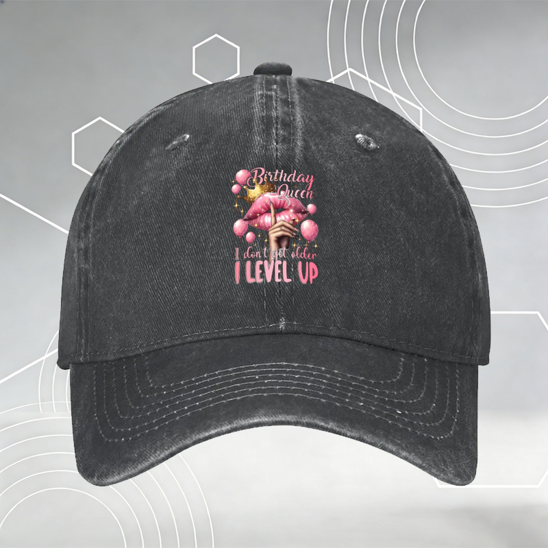 New Baseball Cap Birthday Queen Crown Lips Print Adjustable Hat for Men Women Party Celebration Gifts Unisex Fashion Accessory Birthday Gift for Her Him