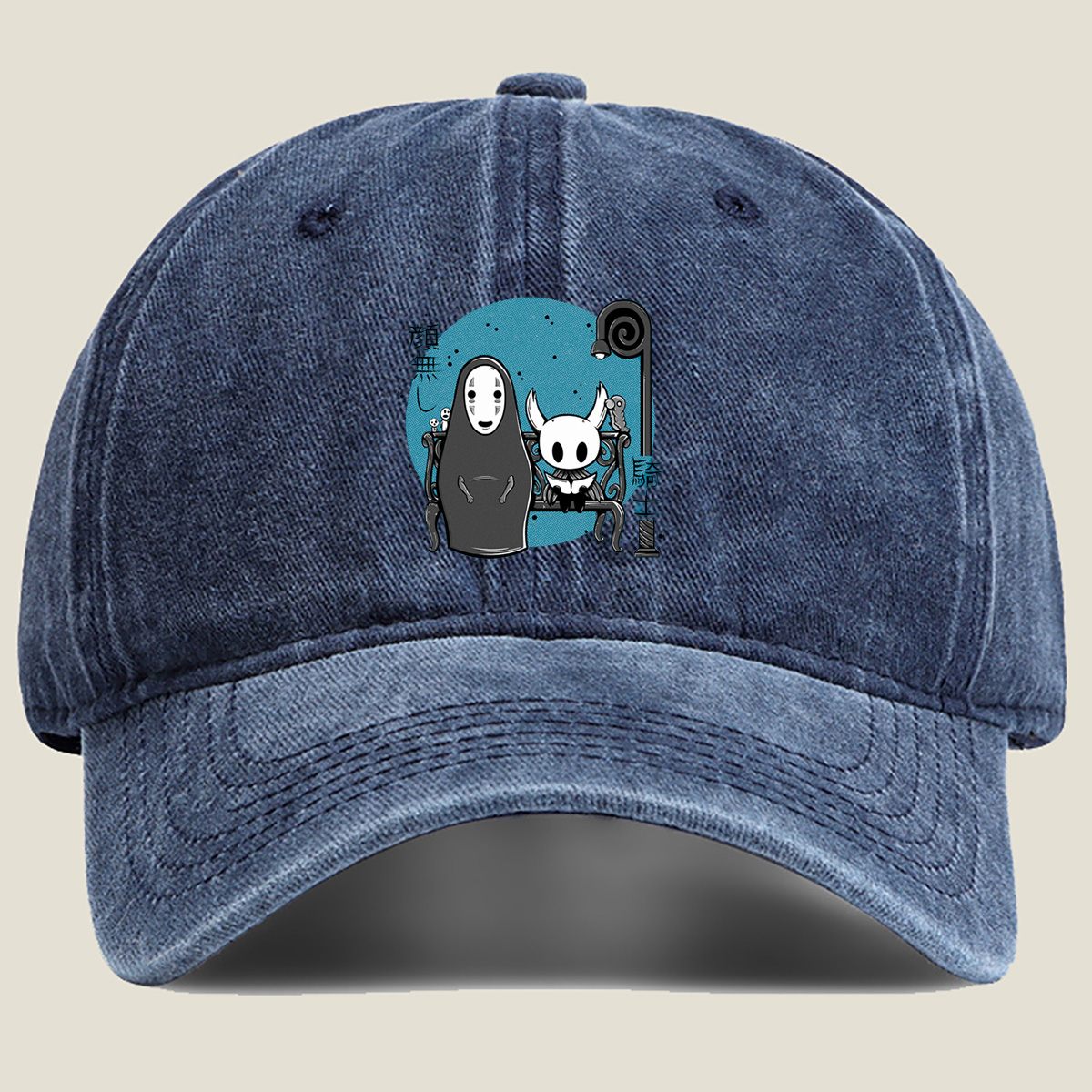No-Face and Hollow Knight - Washed Denim - Baseball Cap