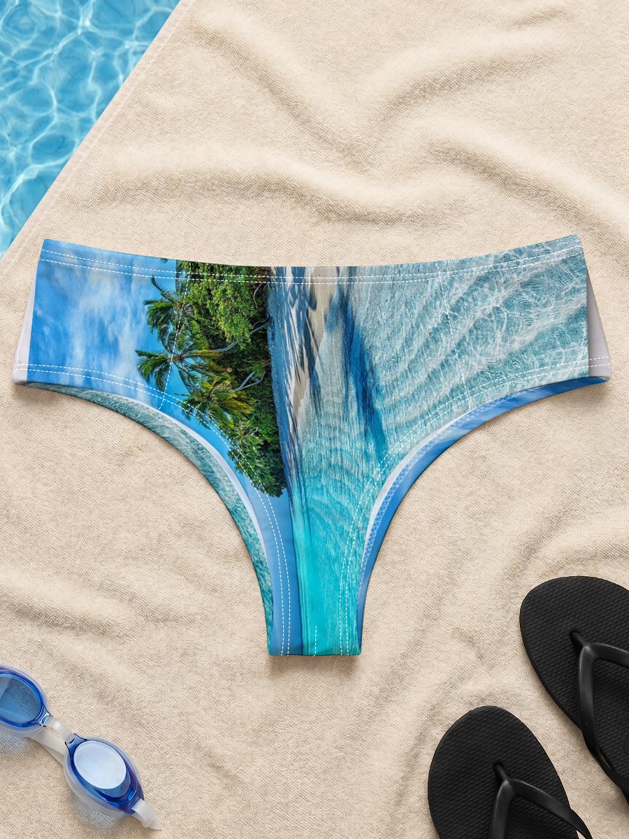 Tropical Beach with Crystal Clear Water and Palm Trees -  Men's swim trunks