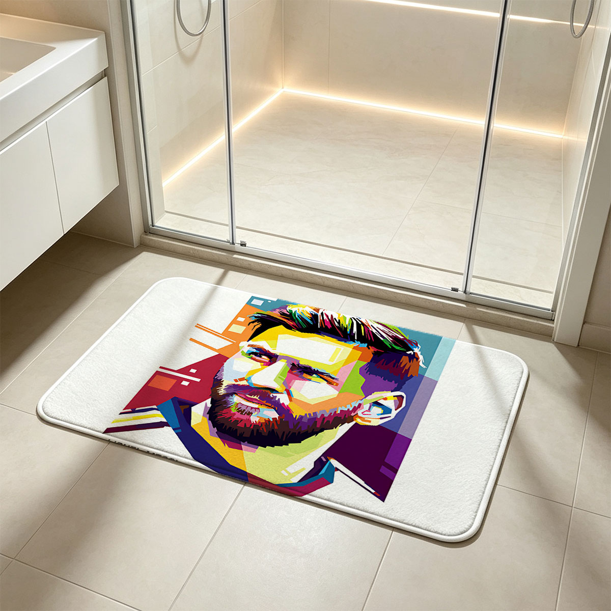 Lionel Messi Pop Art Portrait - Flannel floor mat